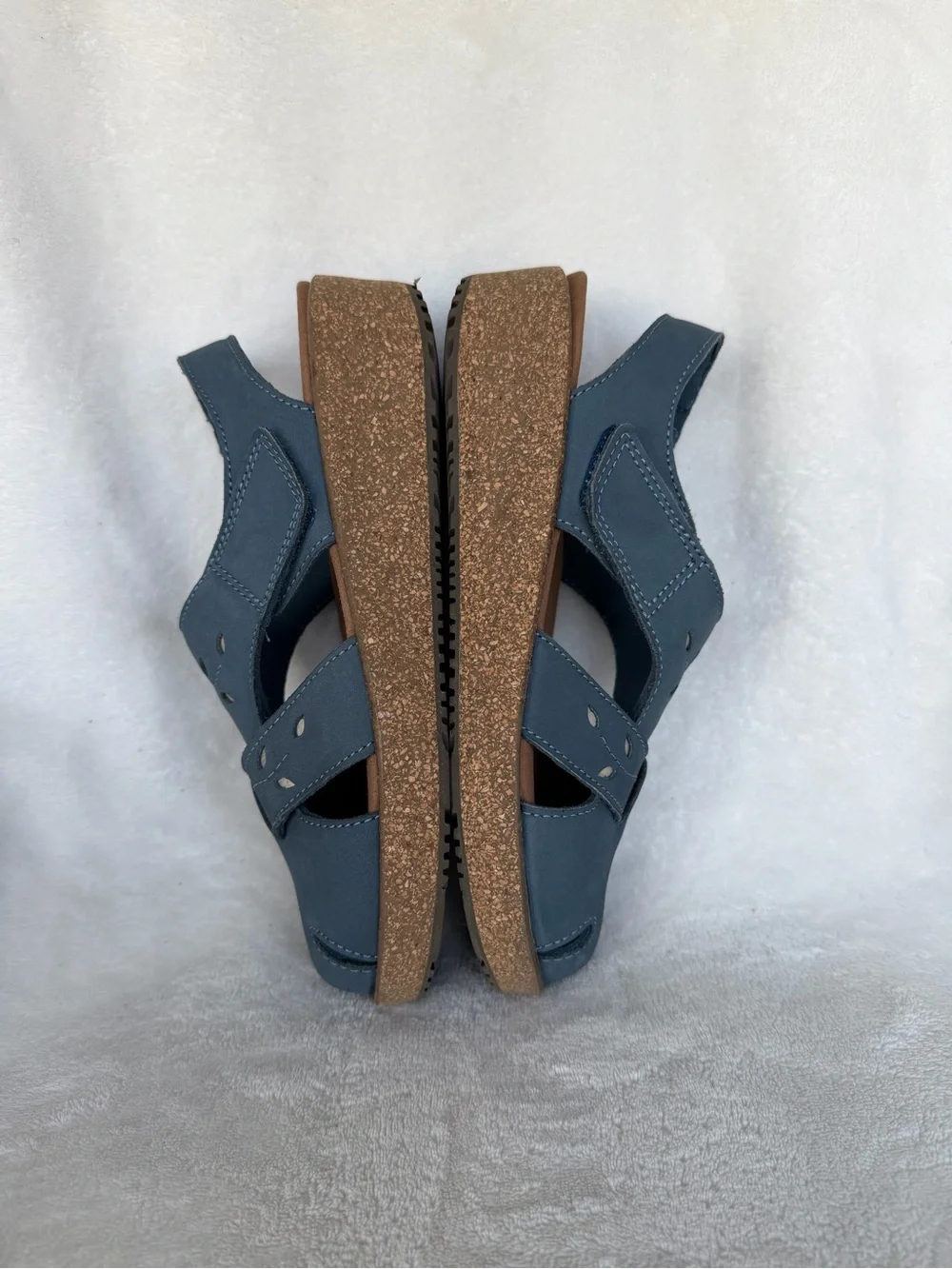 Orthofeet Women's Blue Leather Comfort Sandals Size 6 EUC